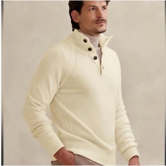 Banana Republic White Pierro Wool Sweater Sz XL - Picture 1 of 4